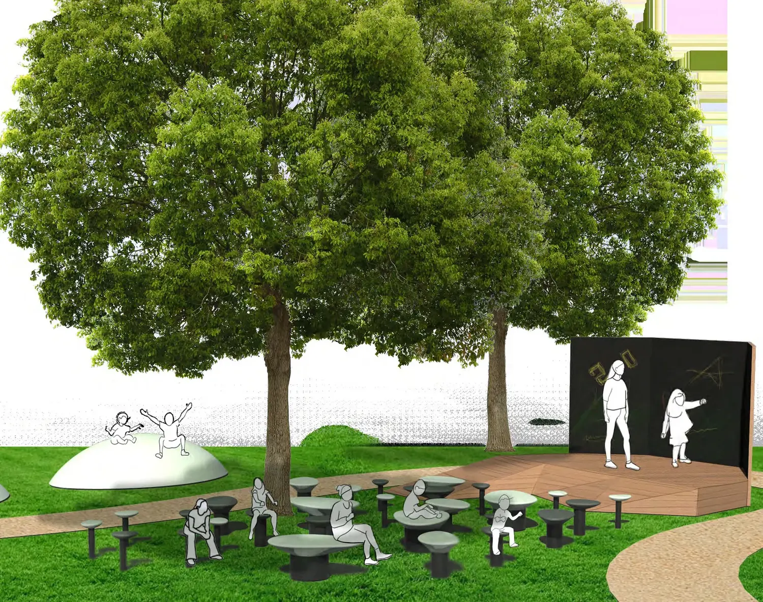 La cour studieuse — concept de cour Oasis Pro Urba