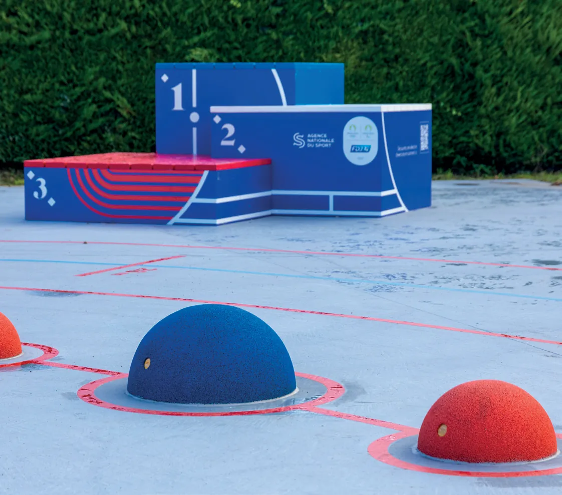Zone d’échauffement ludique & sportif — design actif Pro Urba, Le Lude (72)